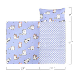 NaFurAhi Datura nap mat purple cat with removable pillow for cozy sleepovers.