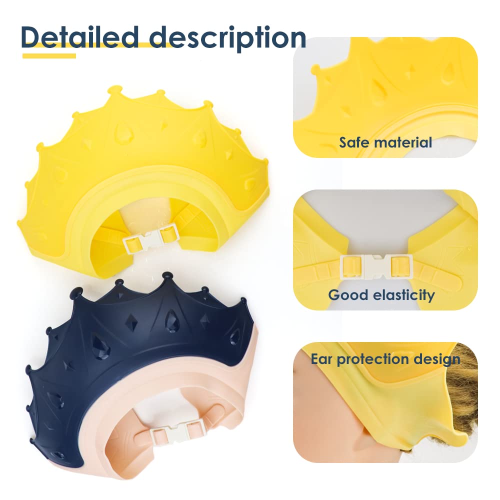 NAIHOD blue shower cap with crown motif invites kid participation.