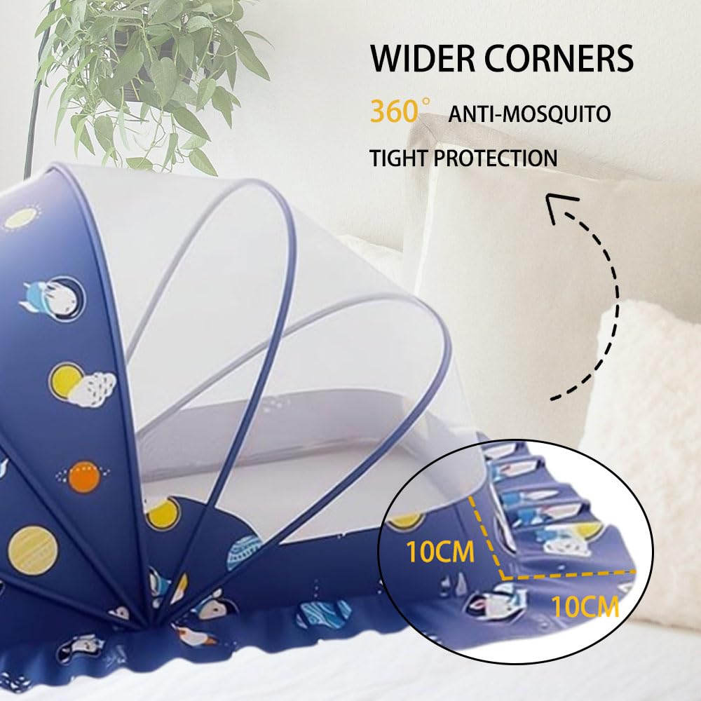 Nakazawa blue mosquito net blocks bright light for calmer naps