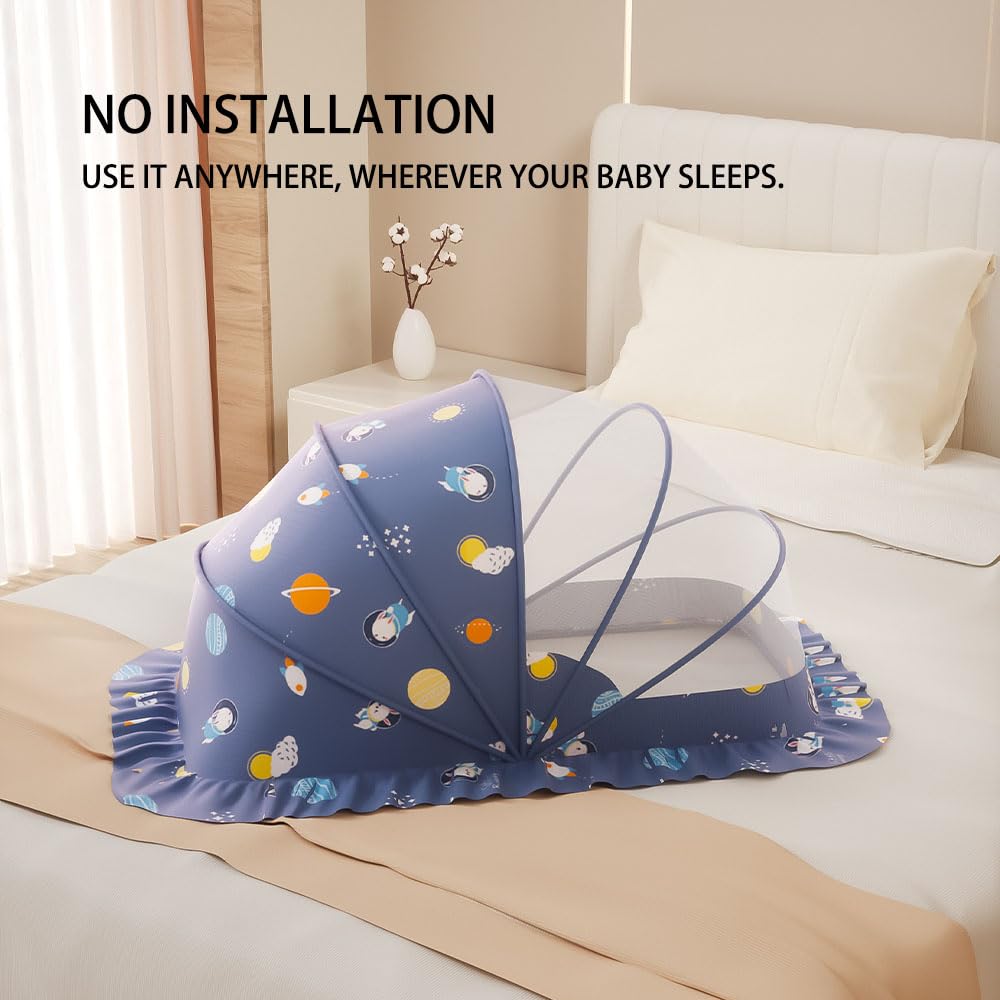 Nakazawa nursery blue mosquito net with cartoon patterns adds charm and safety