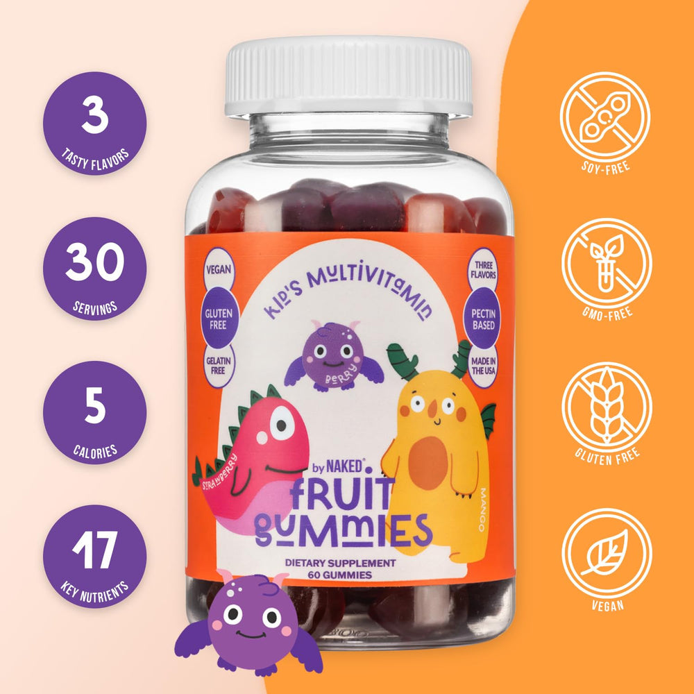 NAKED Nutrition gummies close up showing chewy texture kids enjoy.