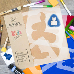 Nakleo teddy bear stencil 24x24 template for furniture and canvas crafts