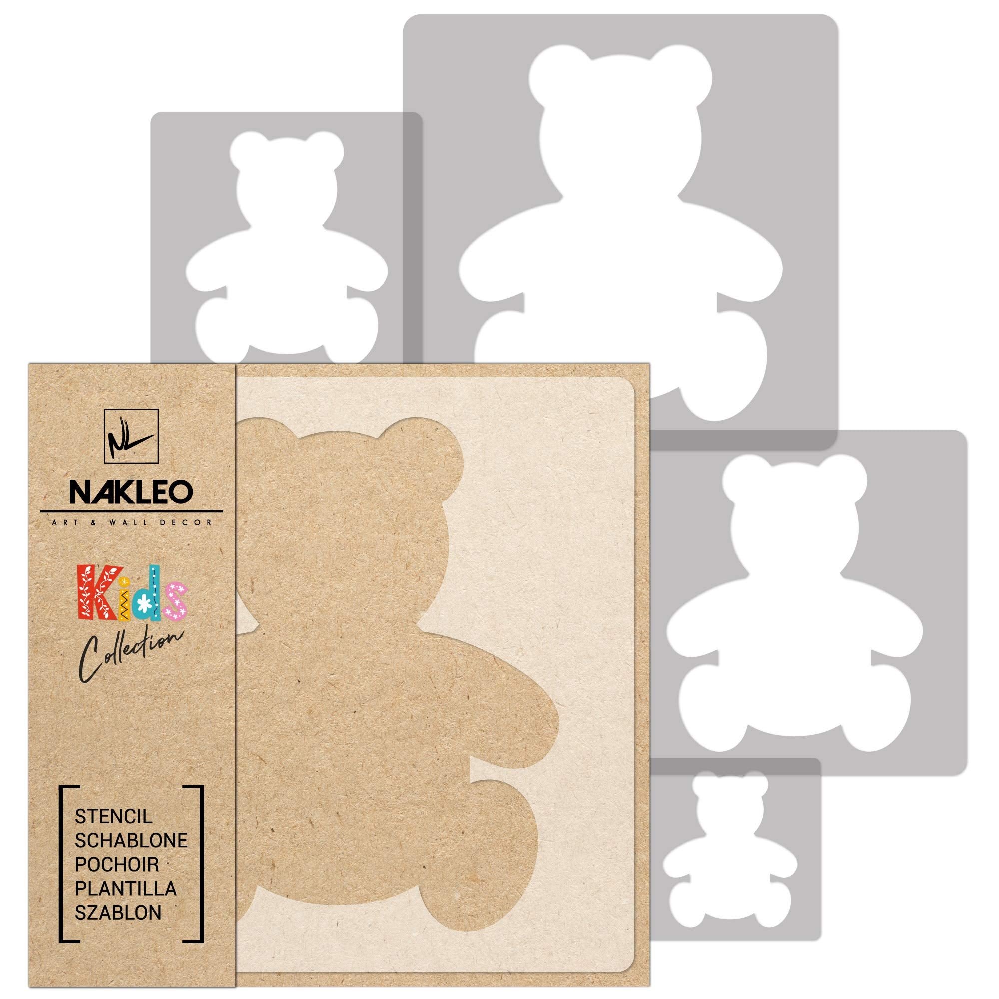 Nakleo teddy bear stencil 9x9 template for nursery walls and DIY decor