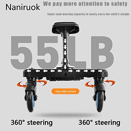 Naniruok swivel wheels provide a smoother glide on daily paths.