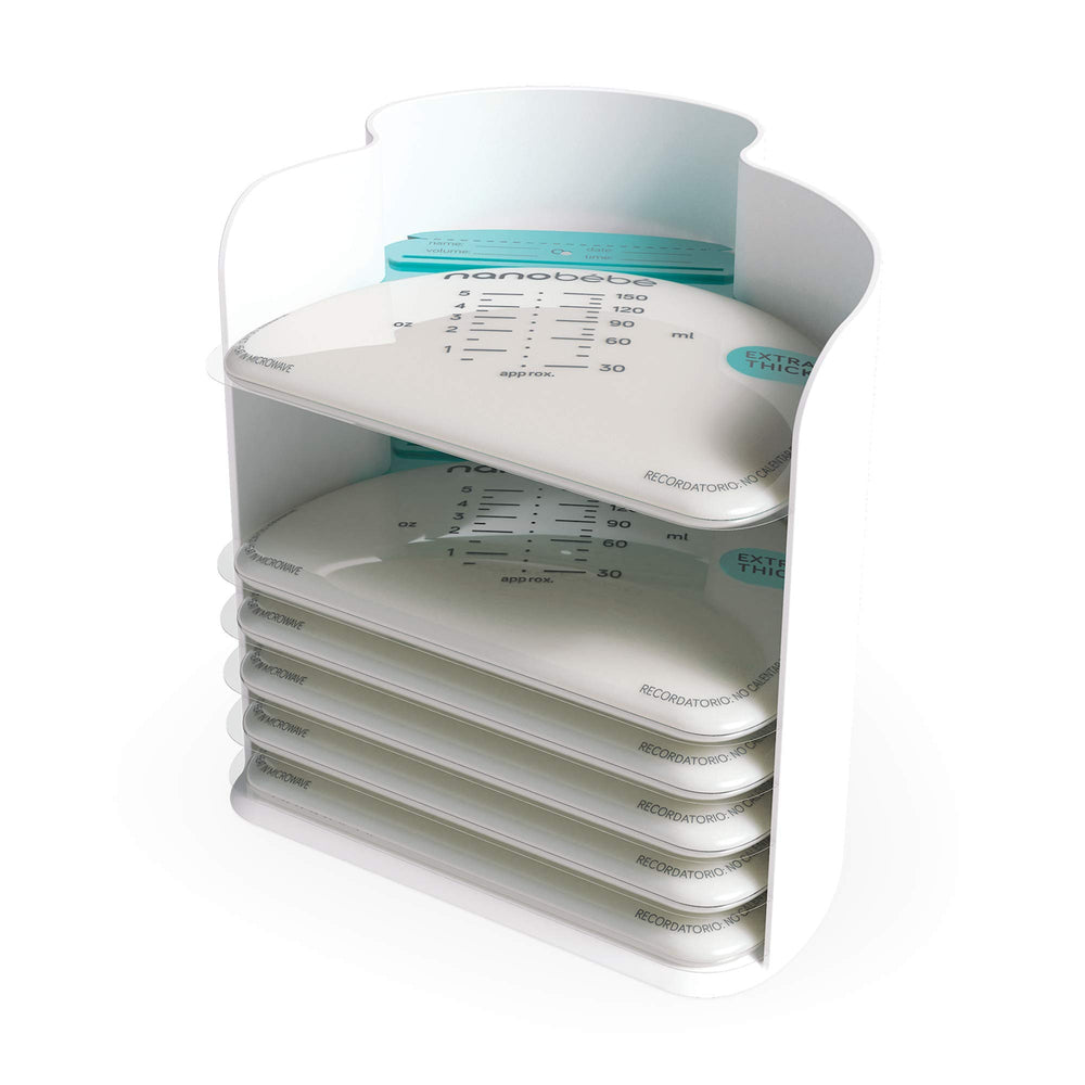 Nanobébé 25 breastmilk bags hold up to 5 oz for easy storage and labeling.
