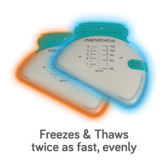 Nanobébé fast defrost and warm feature aids quick bottle prep.