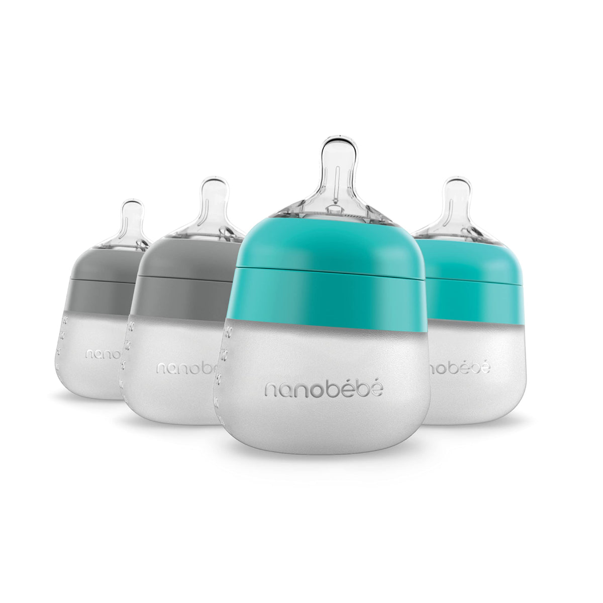 Nanobébé Flexy anti-colic system bottle reduces air intake for smoother feeds.