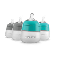 Nanobébé Flexy anti-colic system bottle reduces air intake for smoother feeds.