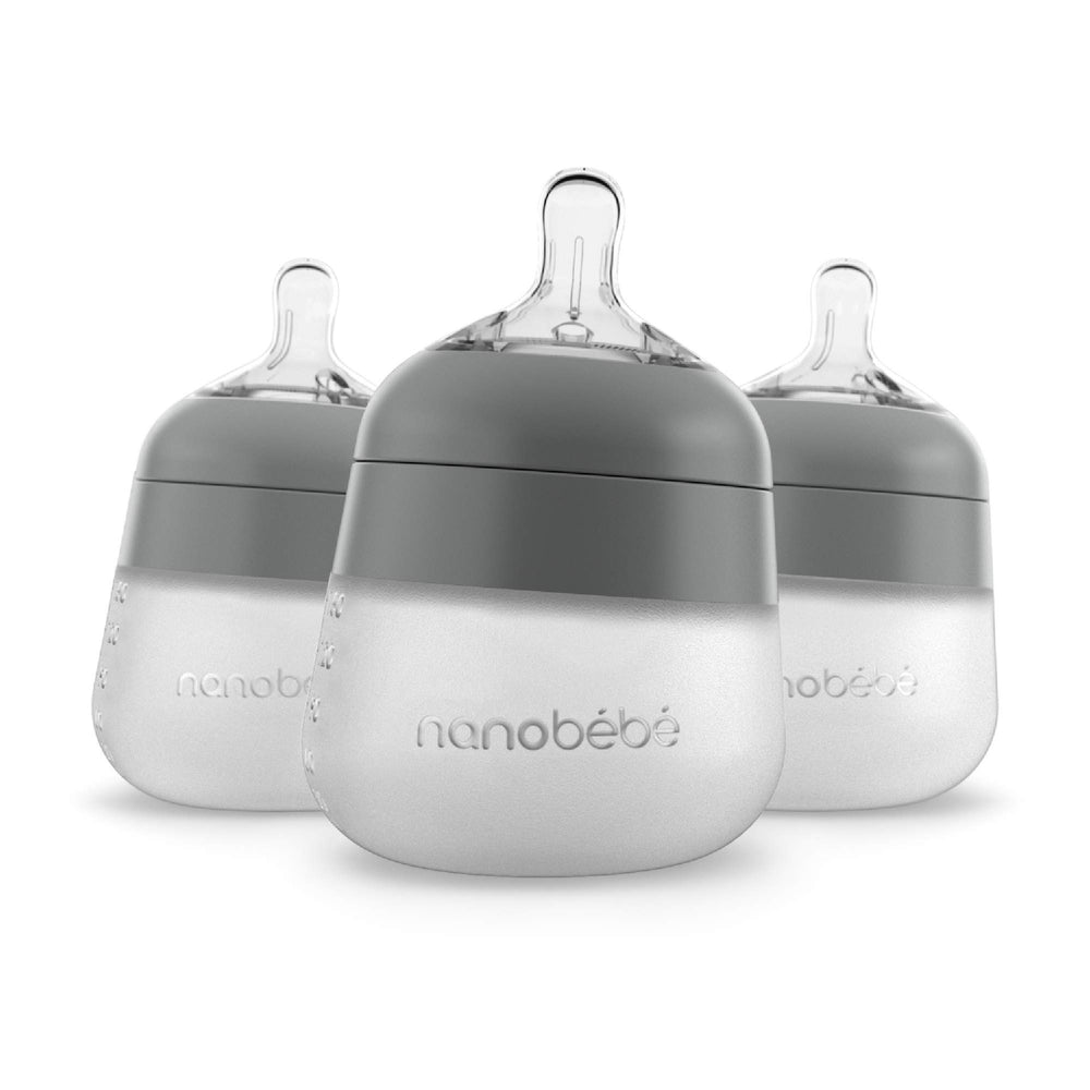 Nanobebe Flexy bottle with anti-colic nipple supporting a natural latch