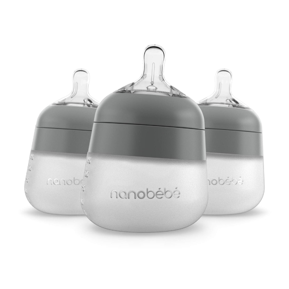Nanobebe Flexy bottle with anti-colic nipple supporting a natural latch