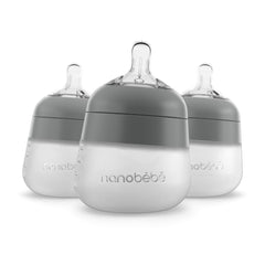 Nanobebe Flexy bottle with anti-colic nipple supporting a natural latch