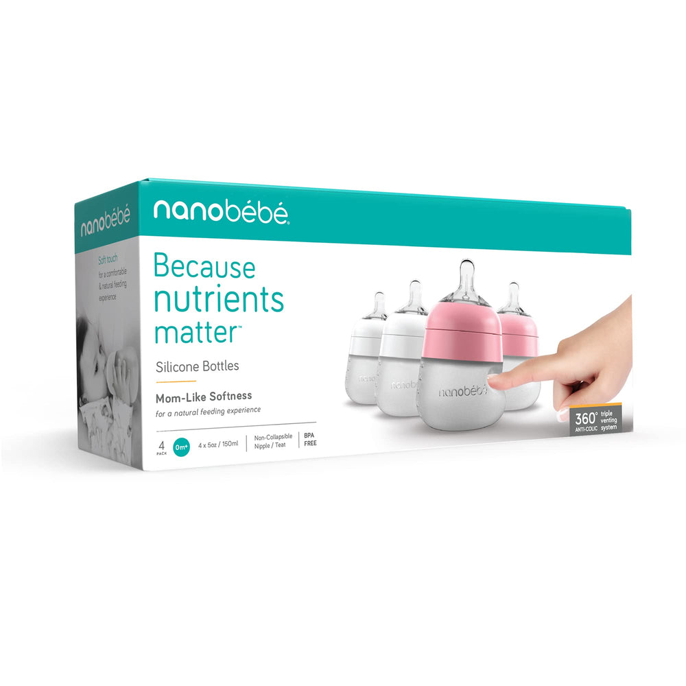Nanobébé Flexy pink/white 4-pack for everyday feeding.
