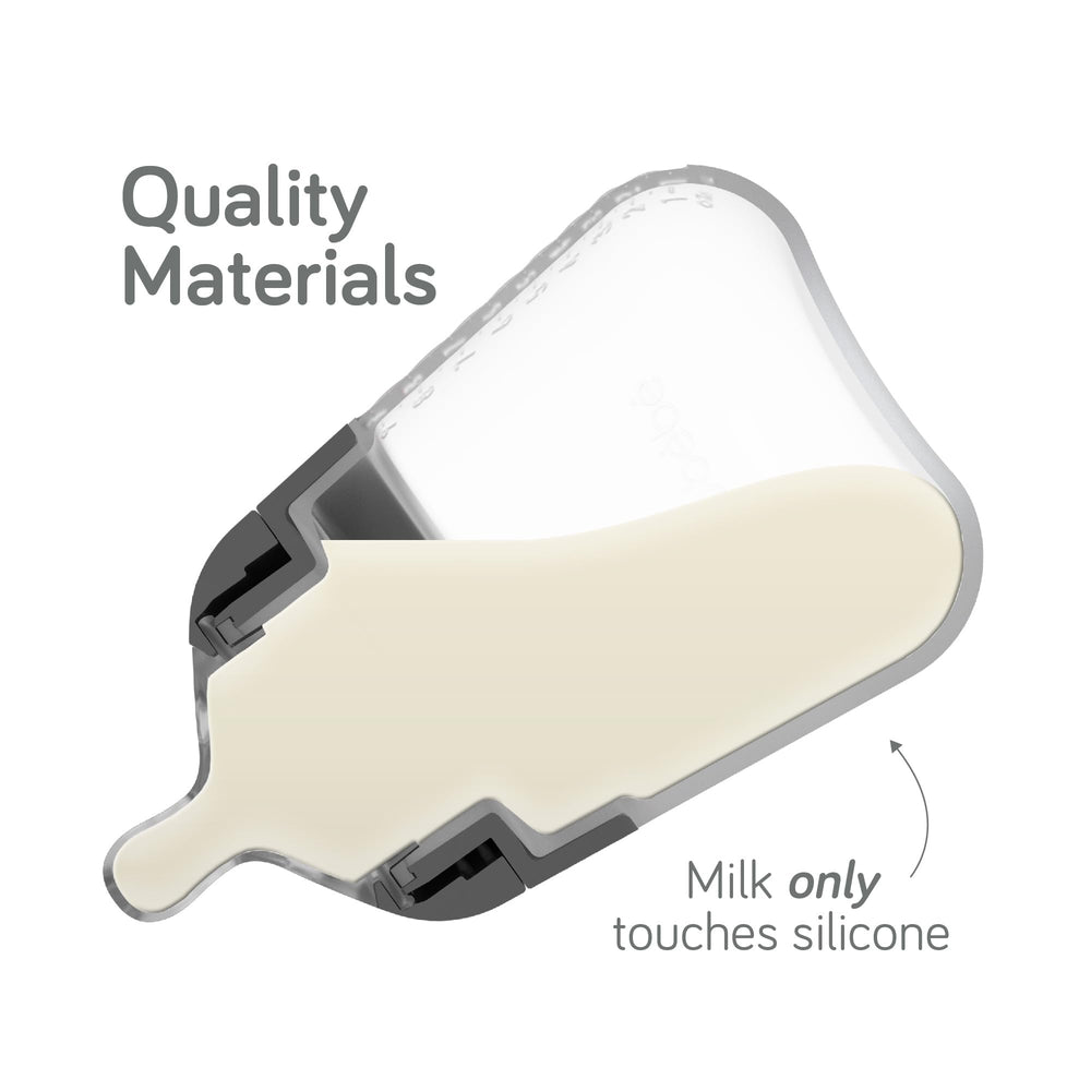 Nanobébé Flexy nipple anti-colic close-up promotes calm feeds.