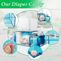 NANYEZH acrylic diaper caddy anti-slip feet stabilizing on a nursery surface.