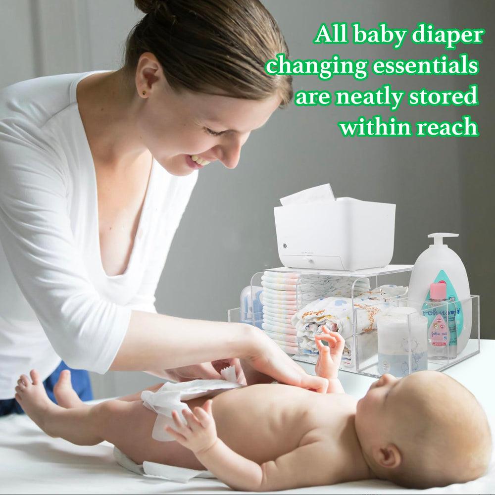 NANYEZH acrylic diaper caddy with detachable compartments for flexible storage