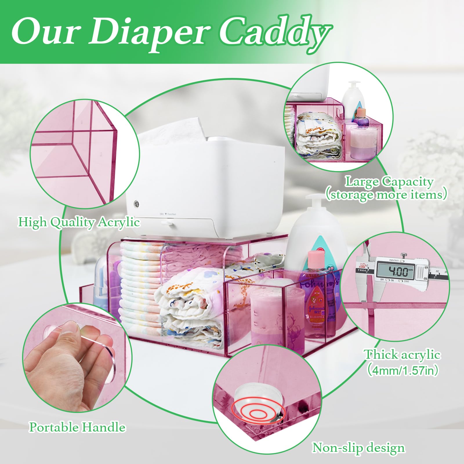 NANYEZH acrylic caddy with anti slip feet steadies the change space.
