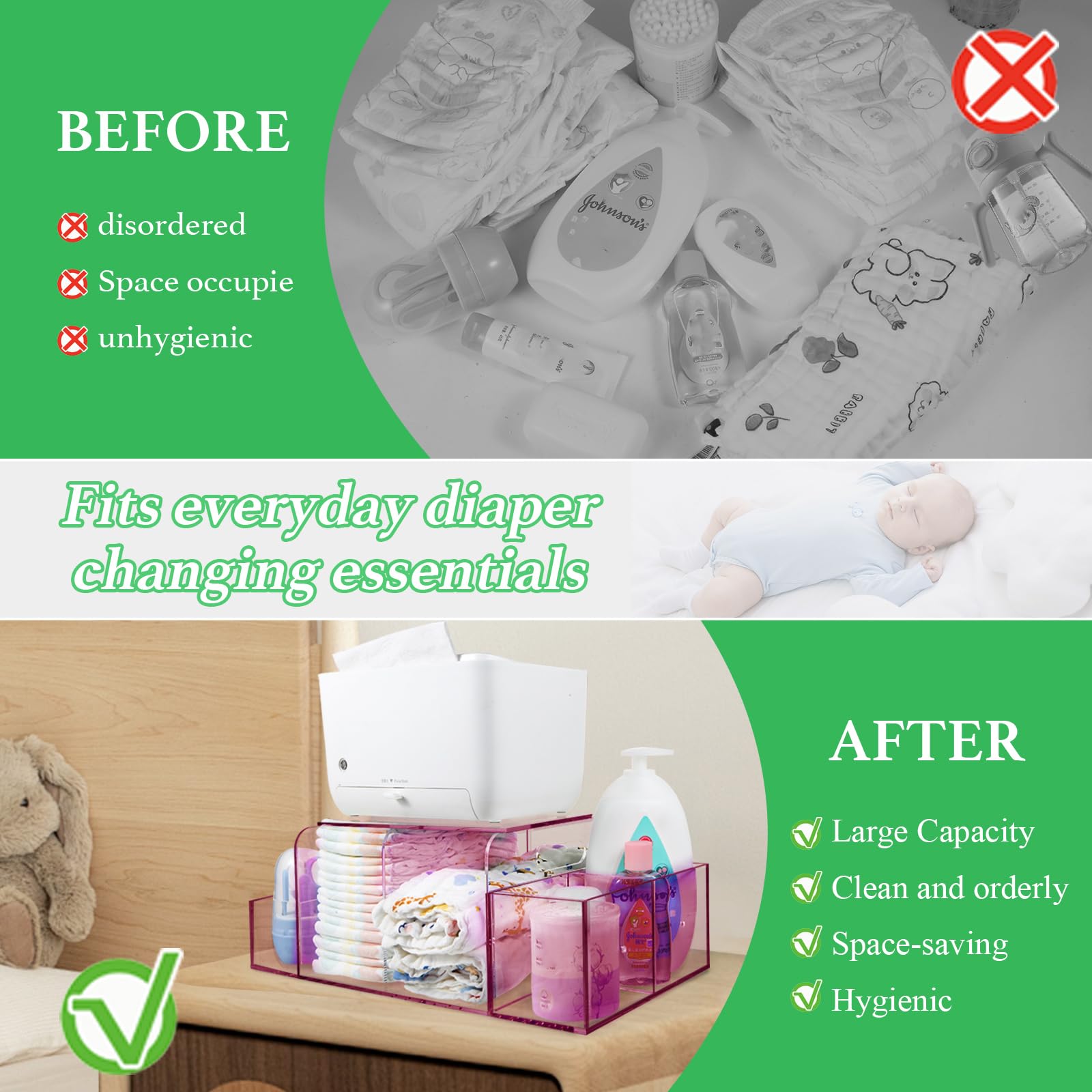 NANYEZH diaper caddy detachable compartments flexible storage for lotions and powders.
