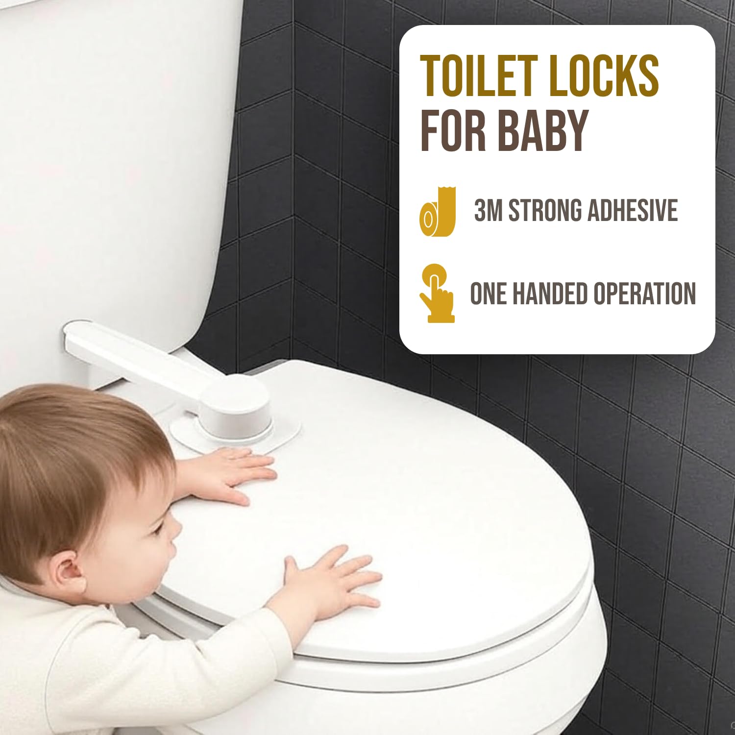 NANZO dual-action lid lock demonstrated for secure bathroom access