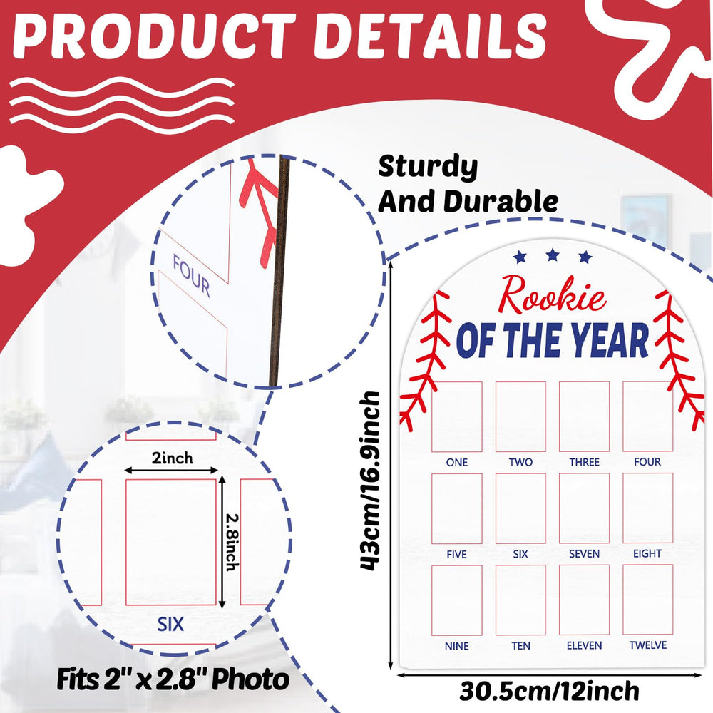 Naozinebi 12-month milestone frame arranges 12 photos in a playful baseball layout