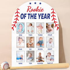 Naozinebi Baseball First Year Photo Board with a sturdy wooden base for keepsake memories
