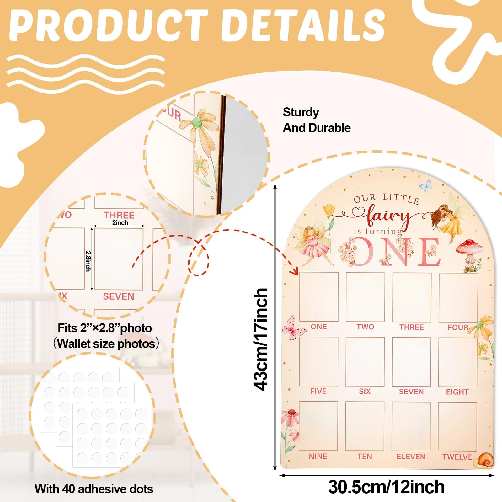 Naozinebi Fairy themed milestone frame for baby's first year memories