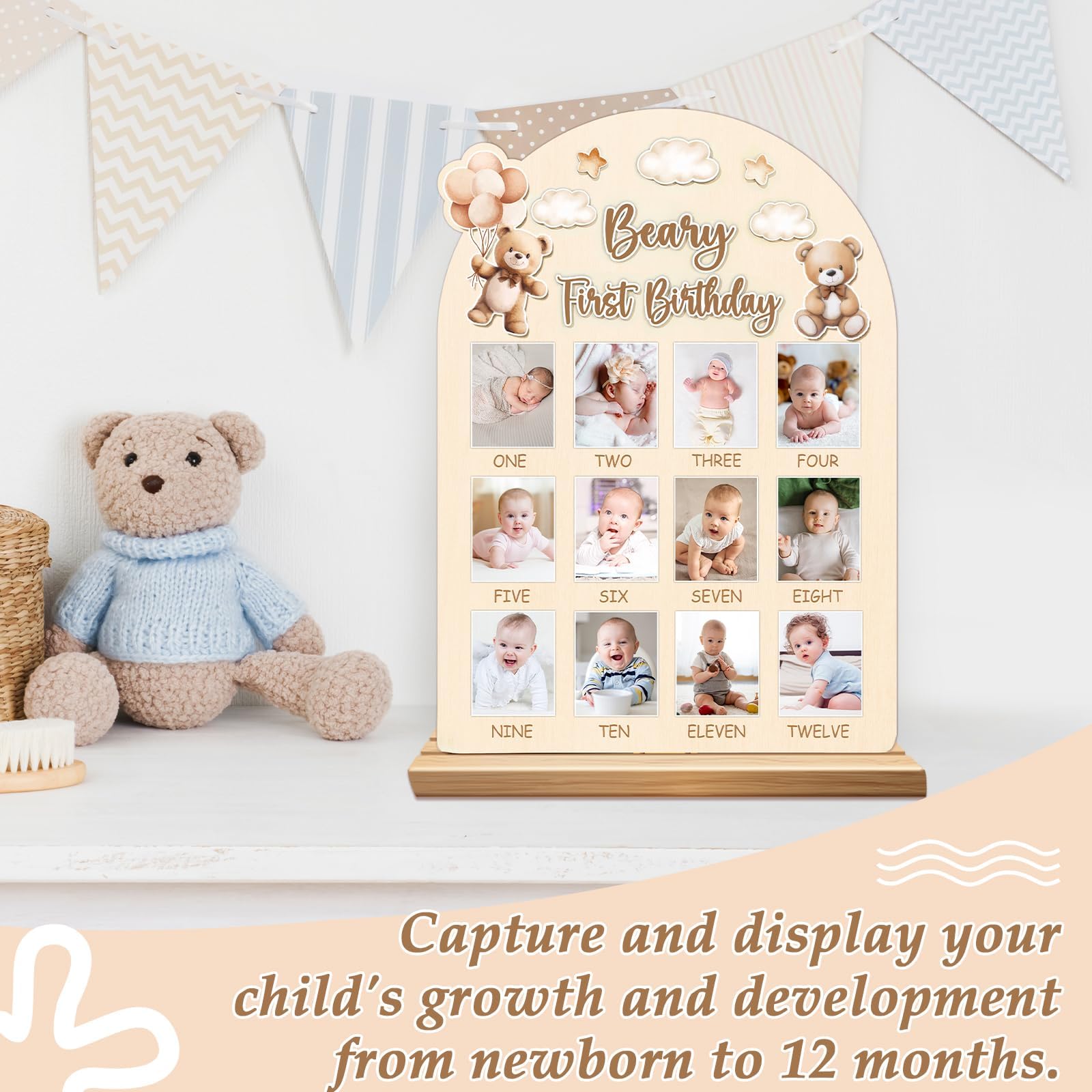Naozinebi monthly milestone photos display for easy setup