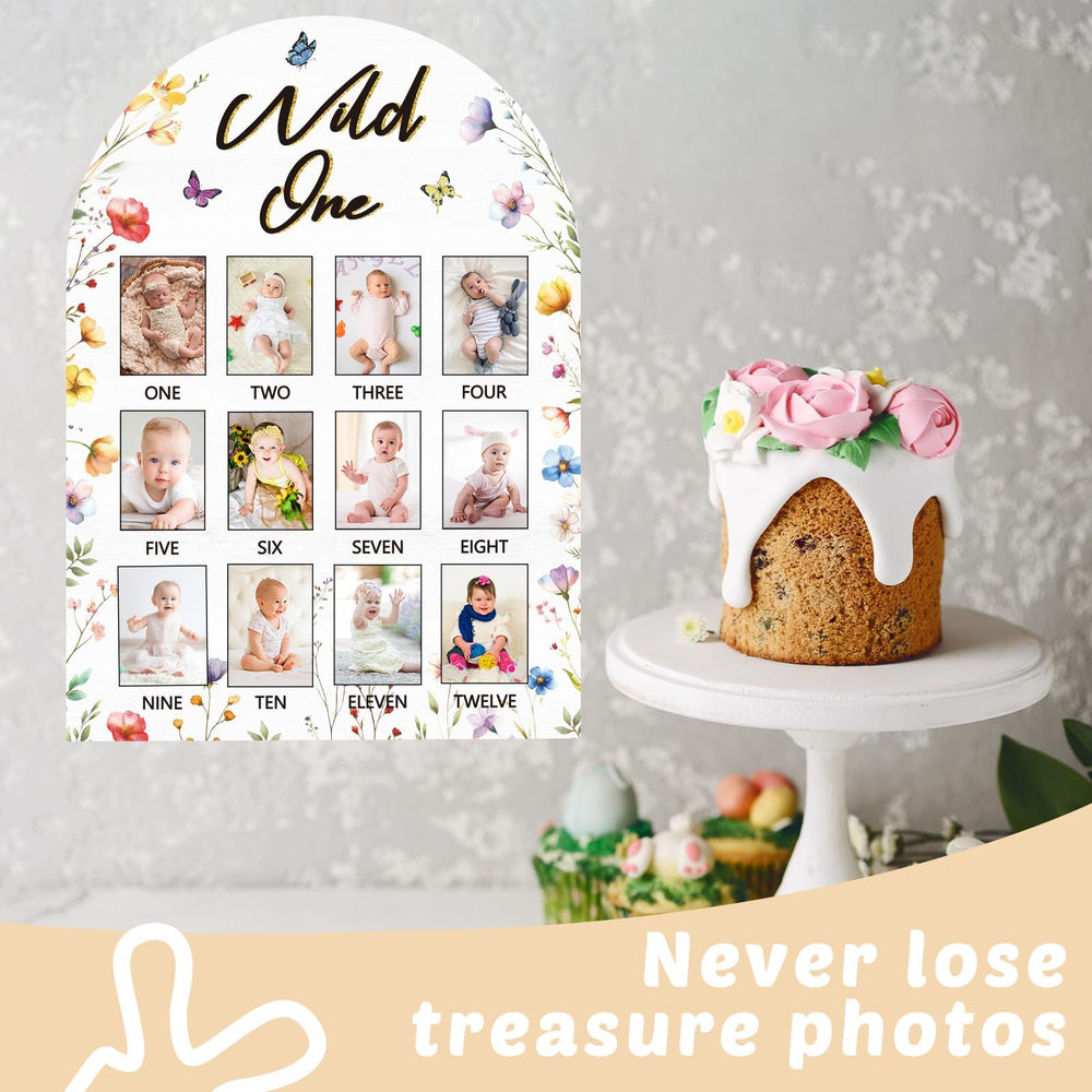 Naozinebi nursery decor display using the milestone board as a centerpiece.