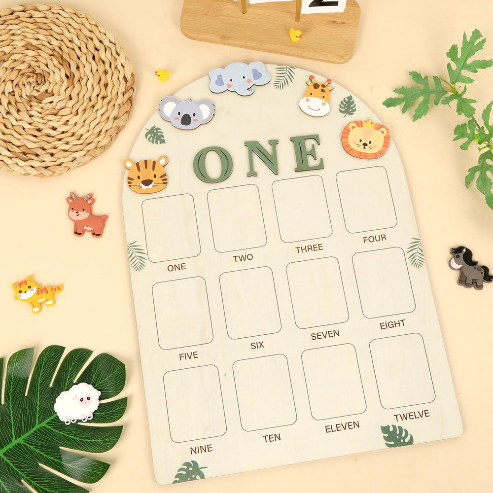 Naozinebi photo board display for easy monthly photo setup.