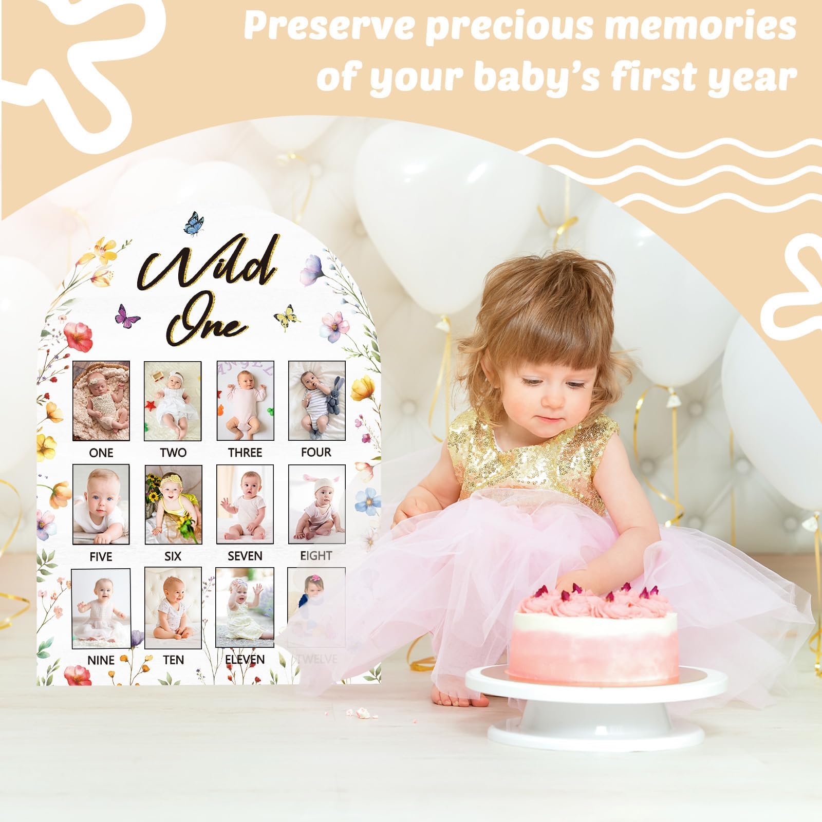 Naozinebi 12-month photo sequence display ready for photos and growth milestones.