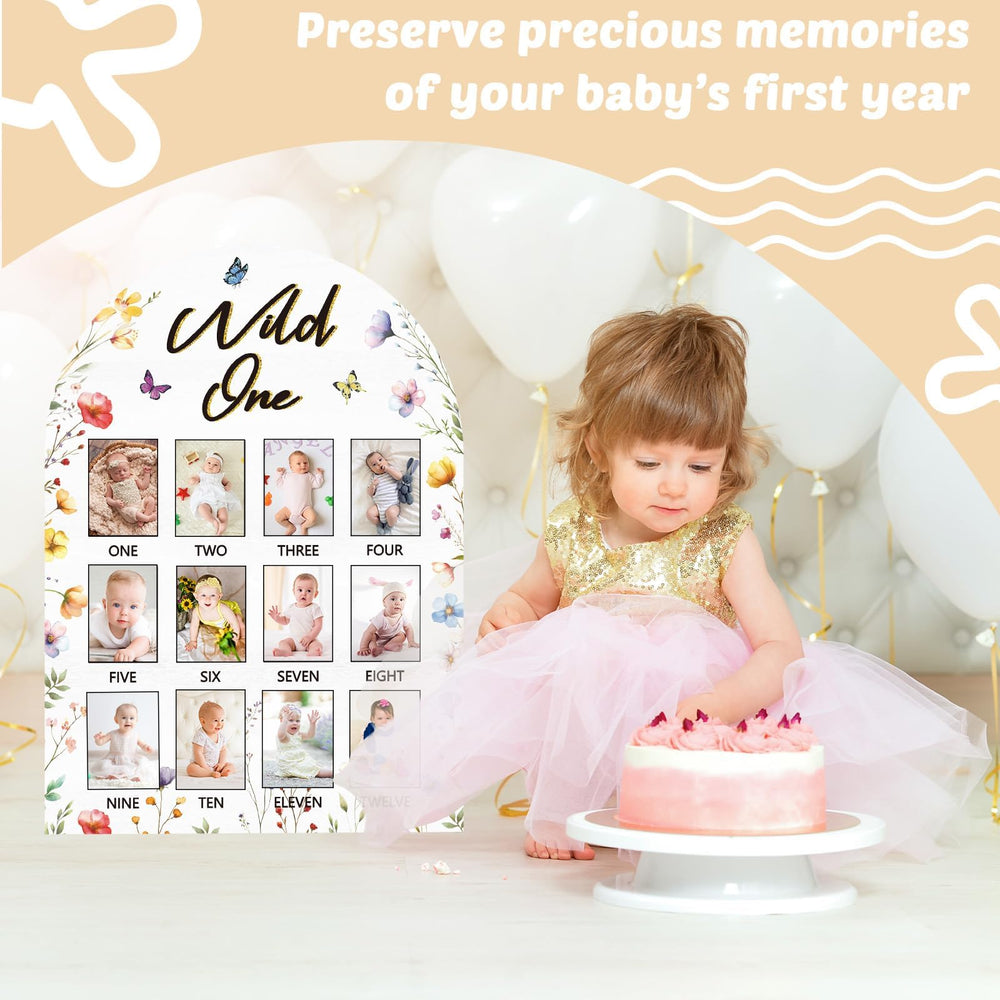 Naozinebi 12-month photo sequence display ready for photos and growth milestones.