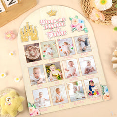 Naozinebi Princess First Year Board solid wood sign provides durable keepsake