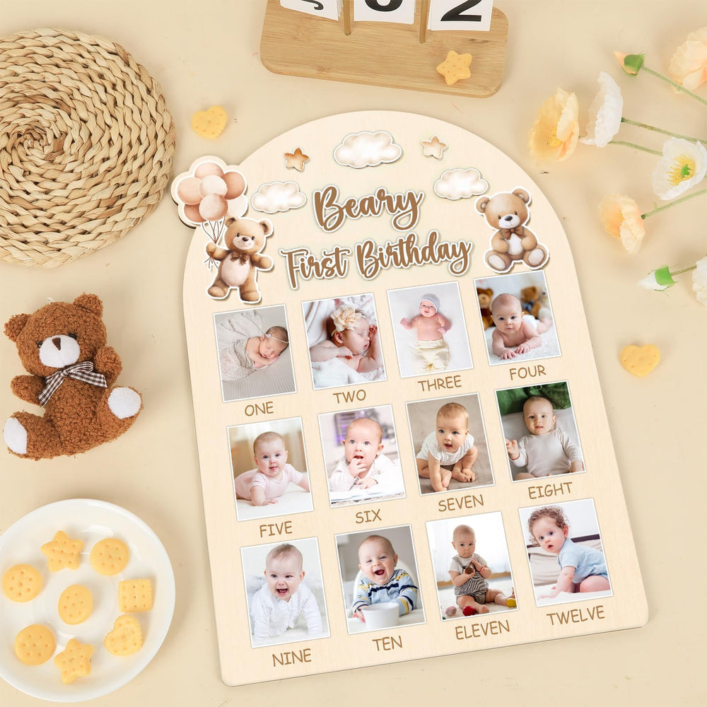 Naozinebi wooden baby photo board shows durable keepsake quality