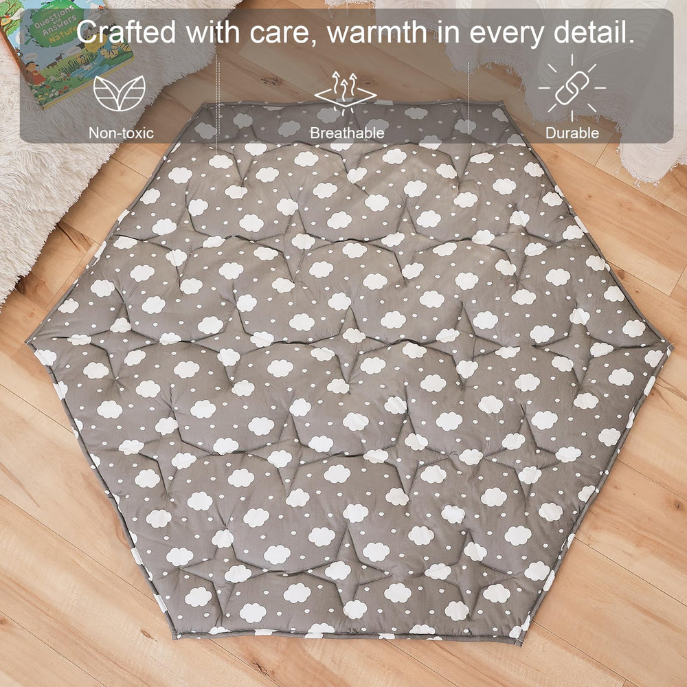 NapCure Hexagon Play Mat non slip backing keeps surface secure