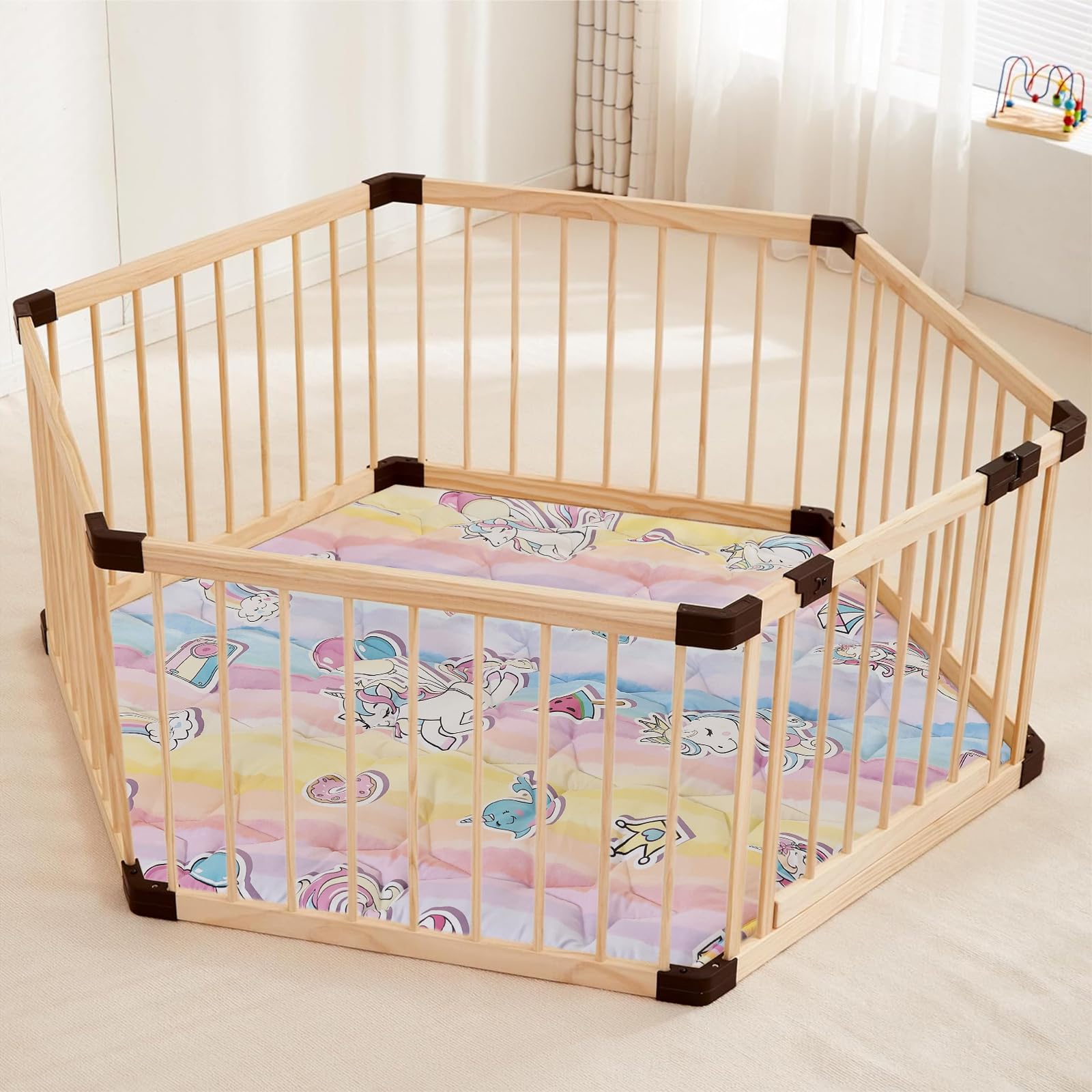 NapCure Unicorn Hexagon Play Mat machine washable for easy cleaning
