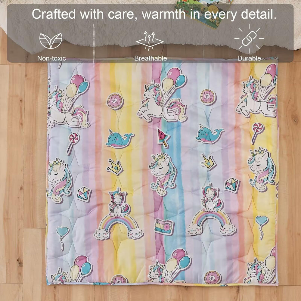 NapCure Unicorn Play Mat close-up shows ultra-soft padding for gentle play