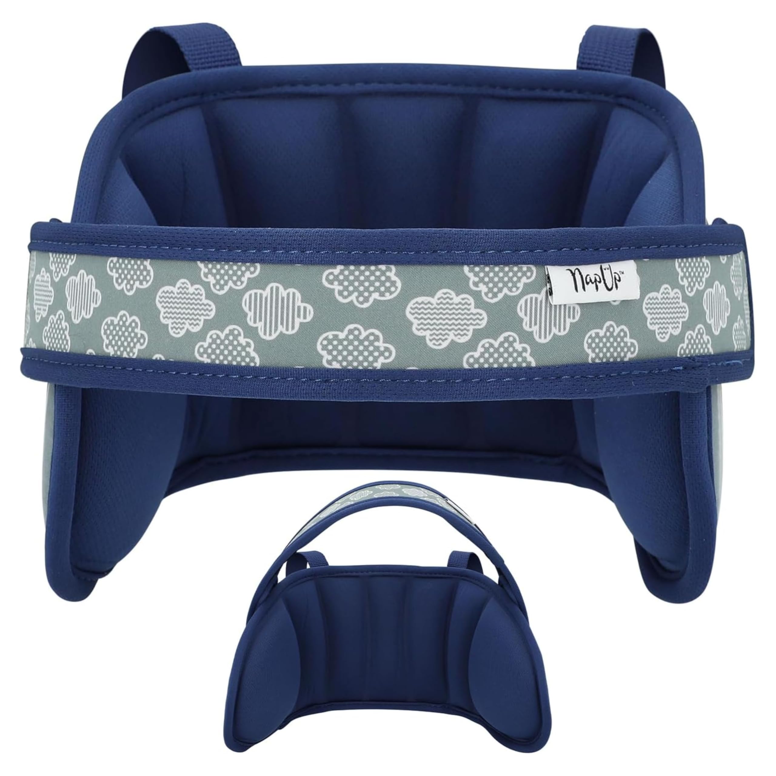 NAPUP adjustable head support side view for secure naps on the road.