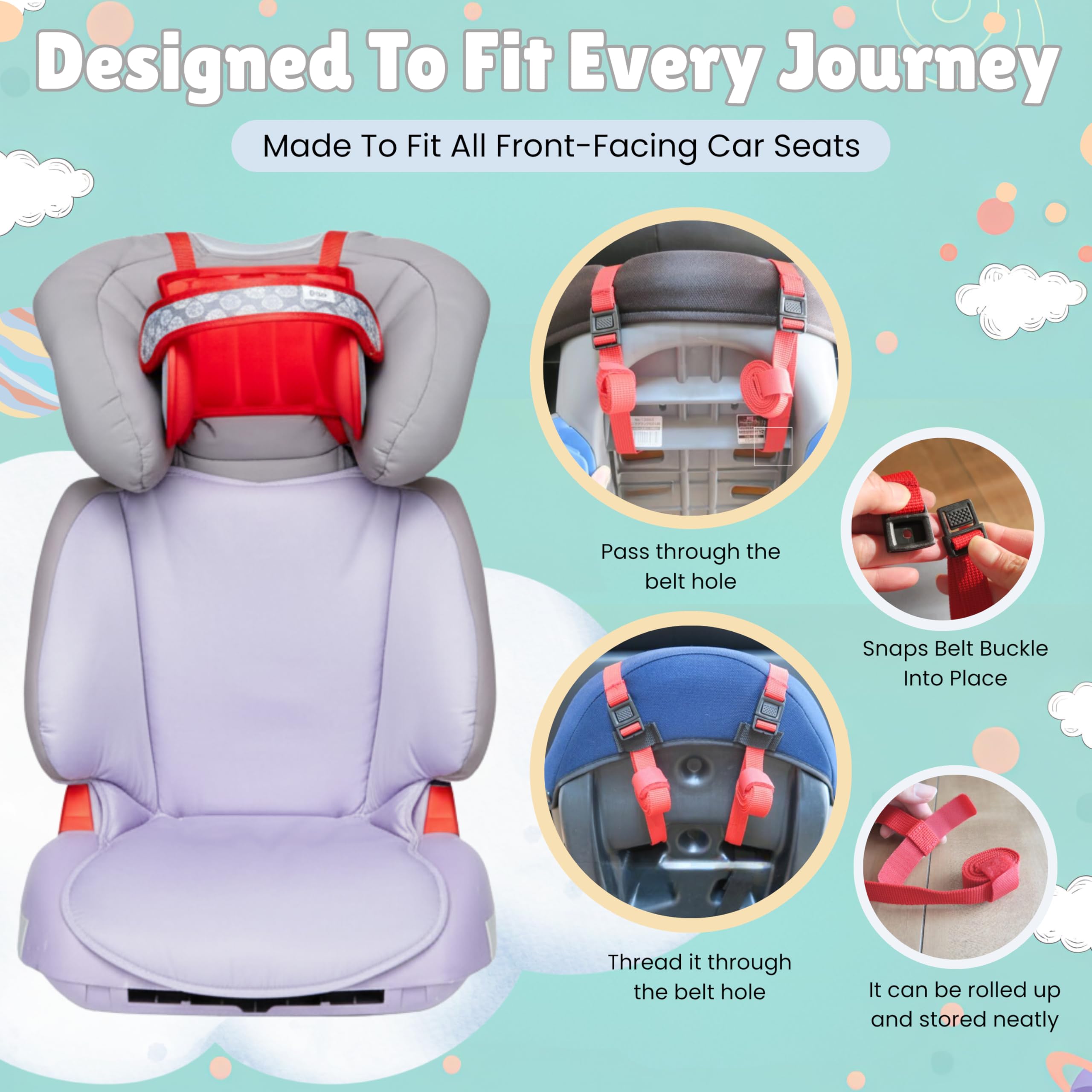 NapUp machine-washable cover keeps head support clean.