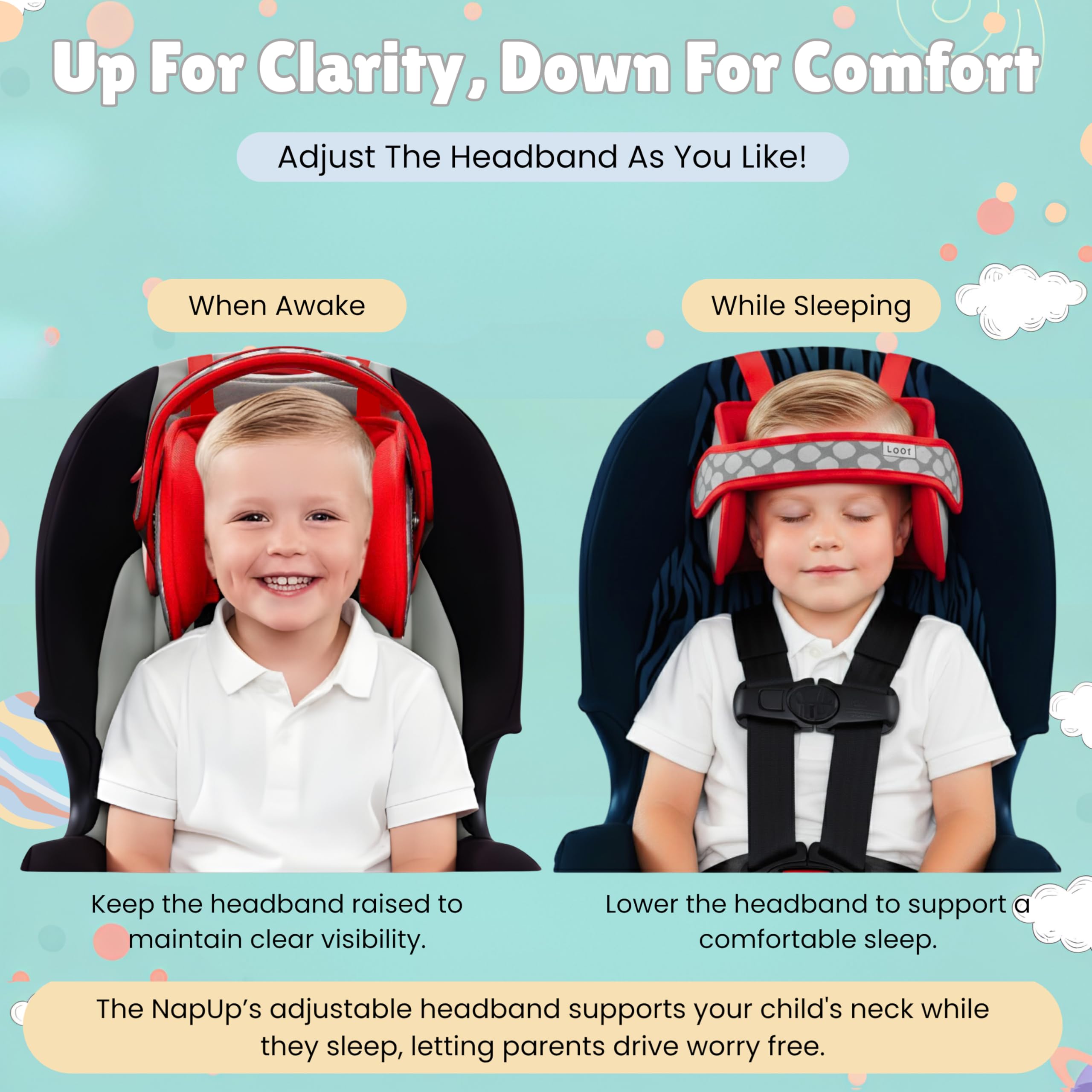 NapUp ideal for toddlers during long road trips.