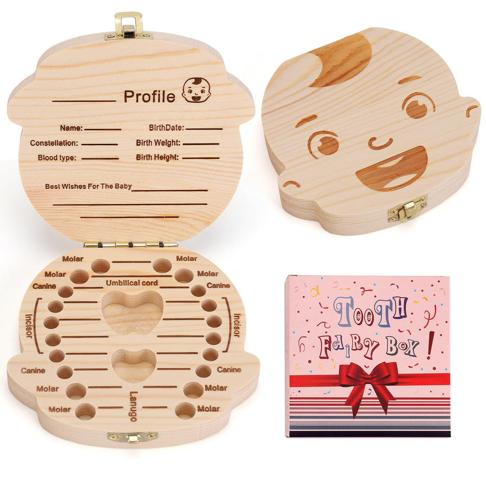 NASHRIO baby tooth box front cover with boy illustration for memory-keeping.
