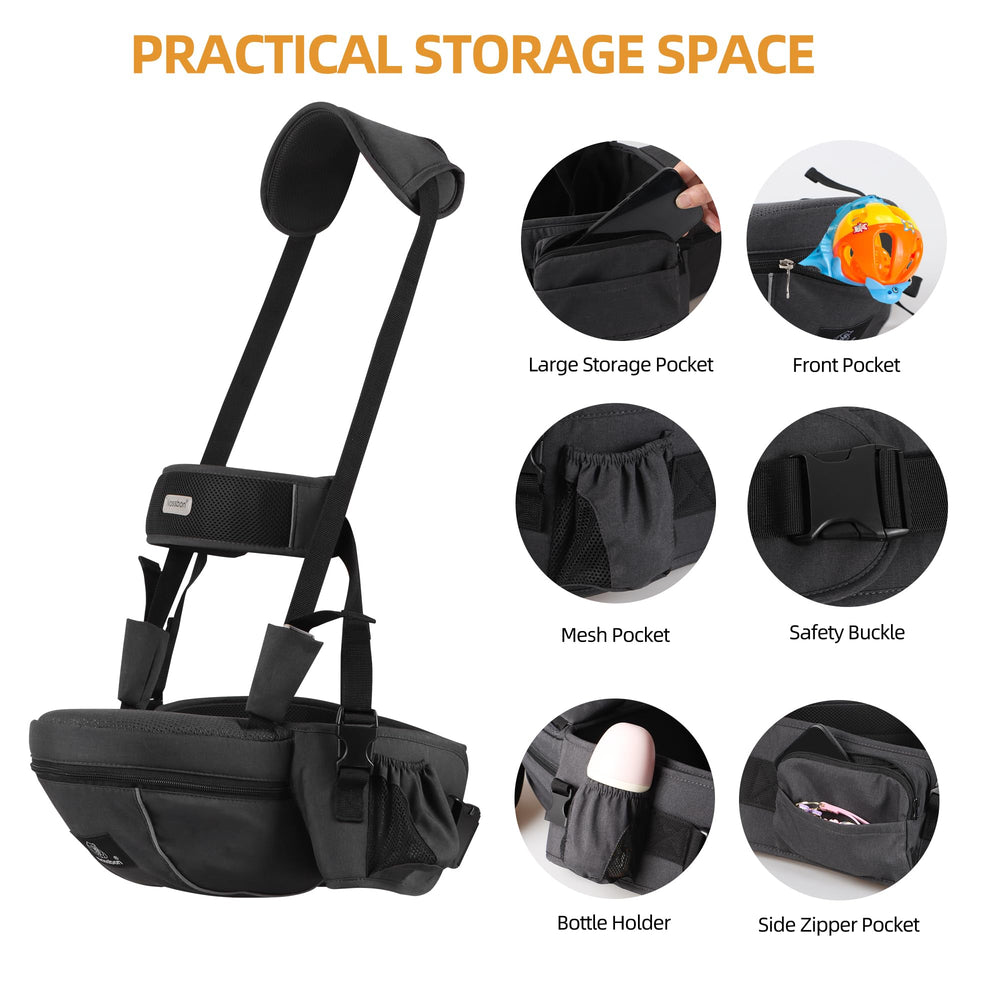 NASSBON hip seat with four carry positions for versatility