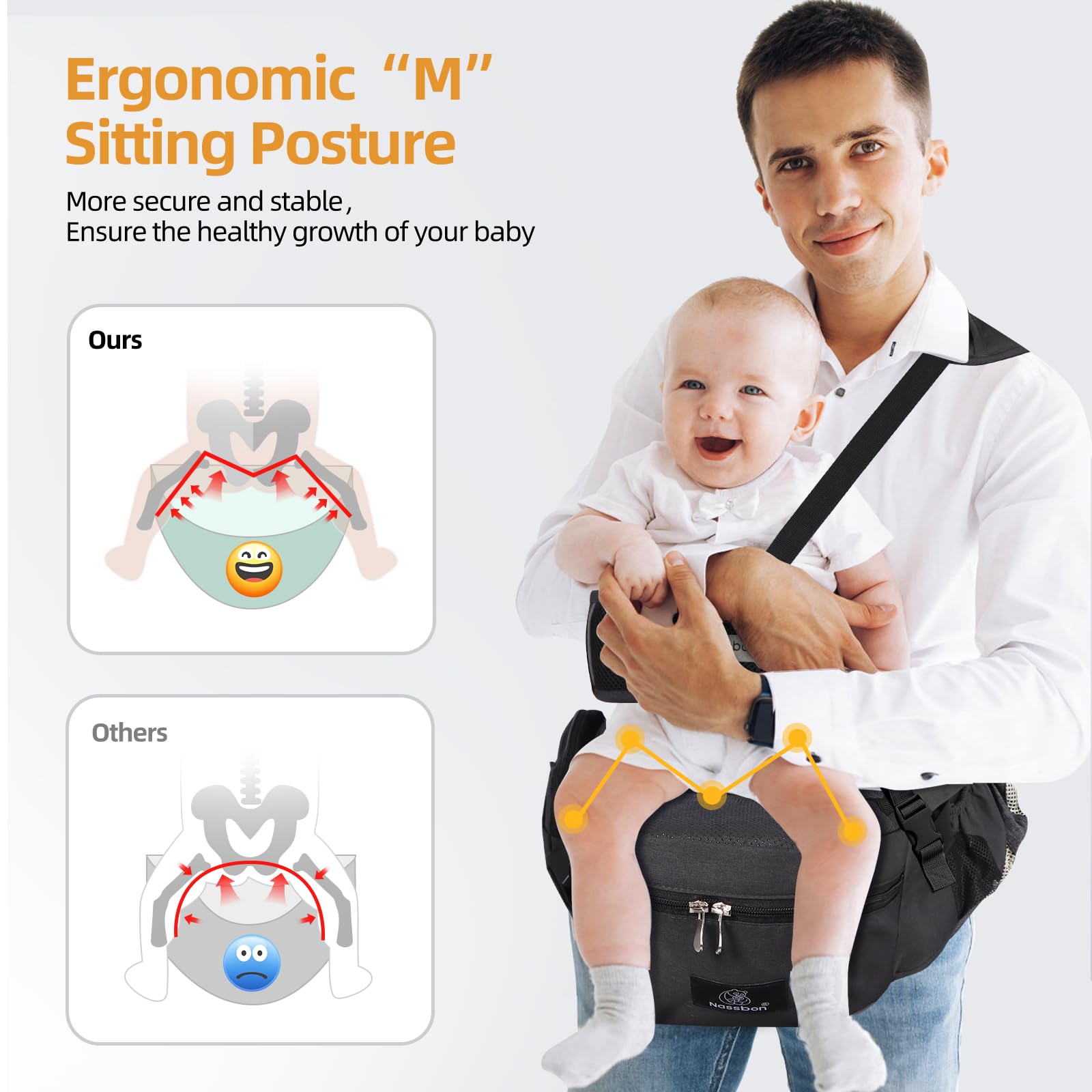 NASSBON adjustable shoulder and waist straps balance support