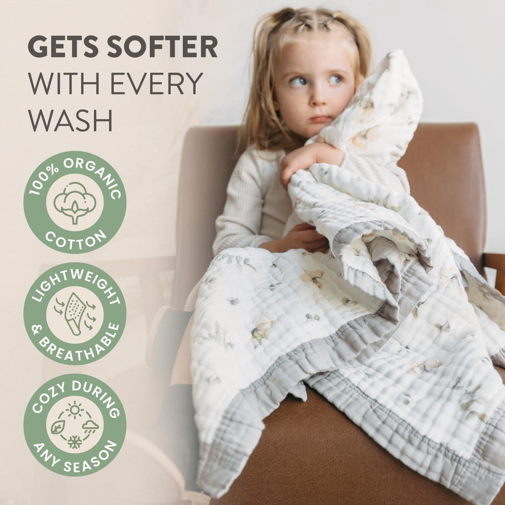 Natchiketa all-season muslin blanket keeps babies cool or cozy as needed.