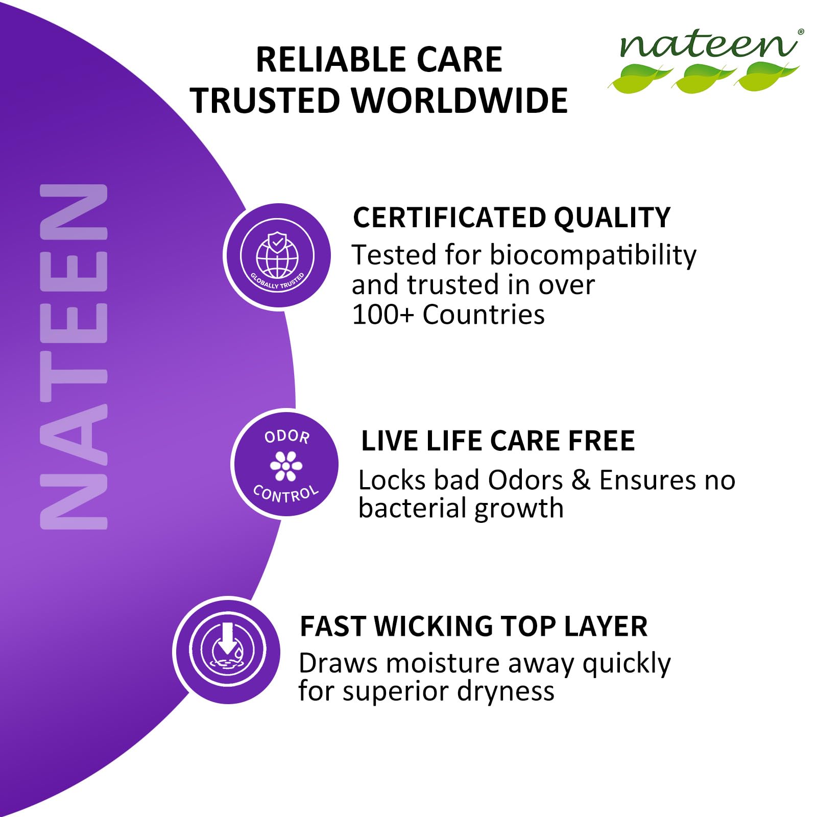 Nateen Combi Ultra breathable soft cover enhances skin comfort during wear.