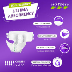 Nateen Combi Ultra with Tabs: adjustable secure fit for caregivers.