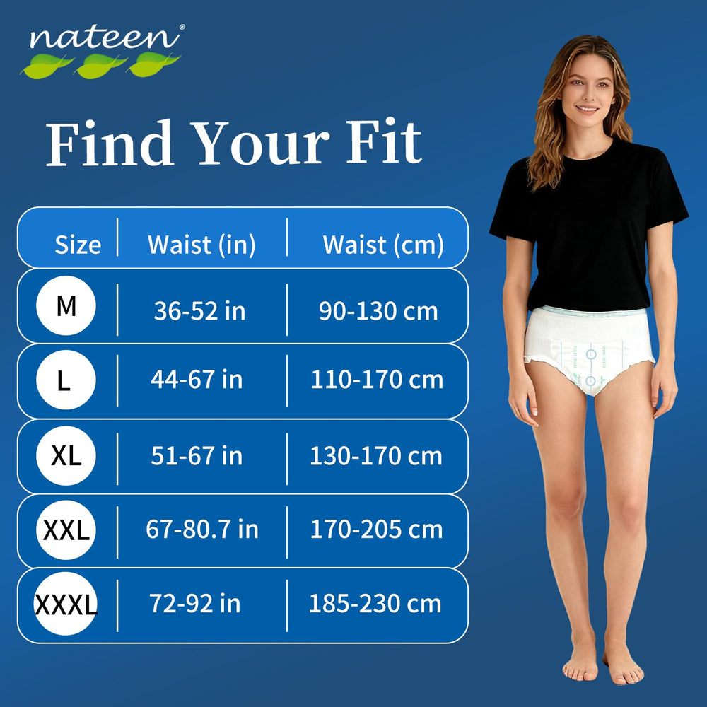 Nateen Flex Maxi XL stretchy pull-on design for quick changes.