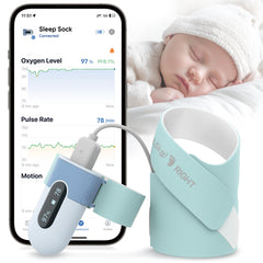 NatEmbrace baby sleep sock monitor worn on the foot for real-time movement tracking.