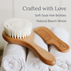 Natemia cradle cap brush massaging the scalp with soft bristles