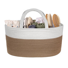 Natemia Diaper Caddy Organizer with rope handles keeps nursery essentials within reach.