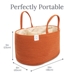 Natemia diaper caddy with rope handles for grab-and-go convenience