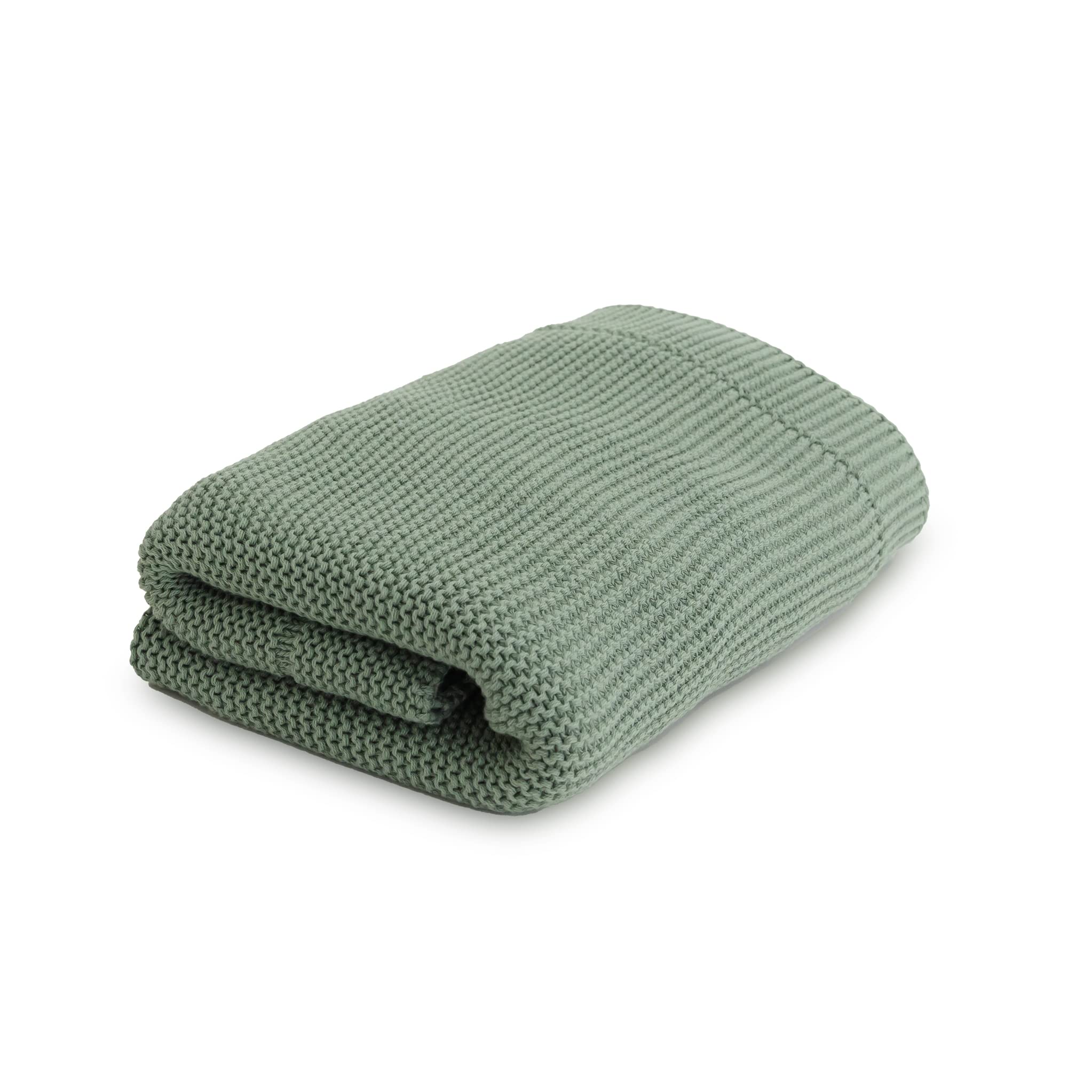 Natemia organic cotton knitted baby blanket showing soft texture for delicate skin.
